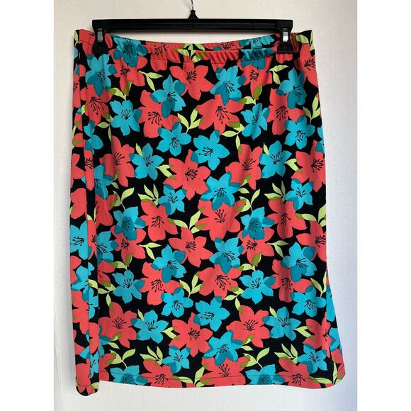 Meg Allen A Liz Claiborne Co Multi Color Floral Print Straight Skirt  XL 16/18 - Picture 3 of 6